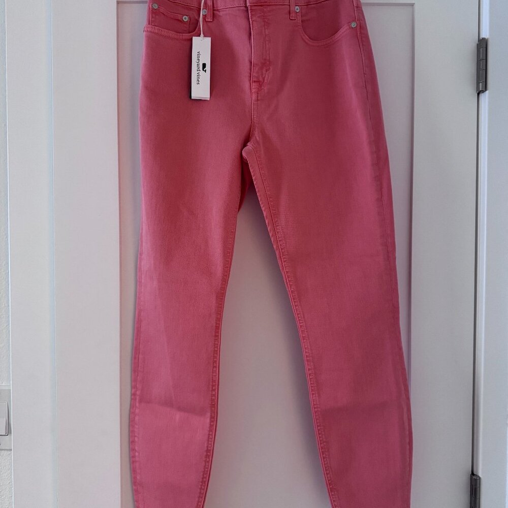 Vineyard Vines Pink High Rise Skinny Jeans Passion Fruit Size 29 NWT